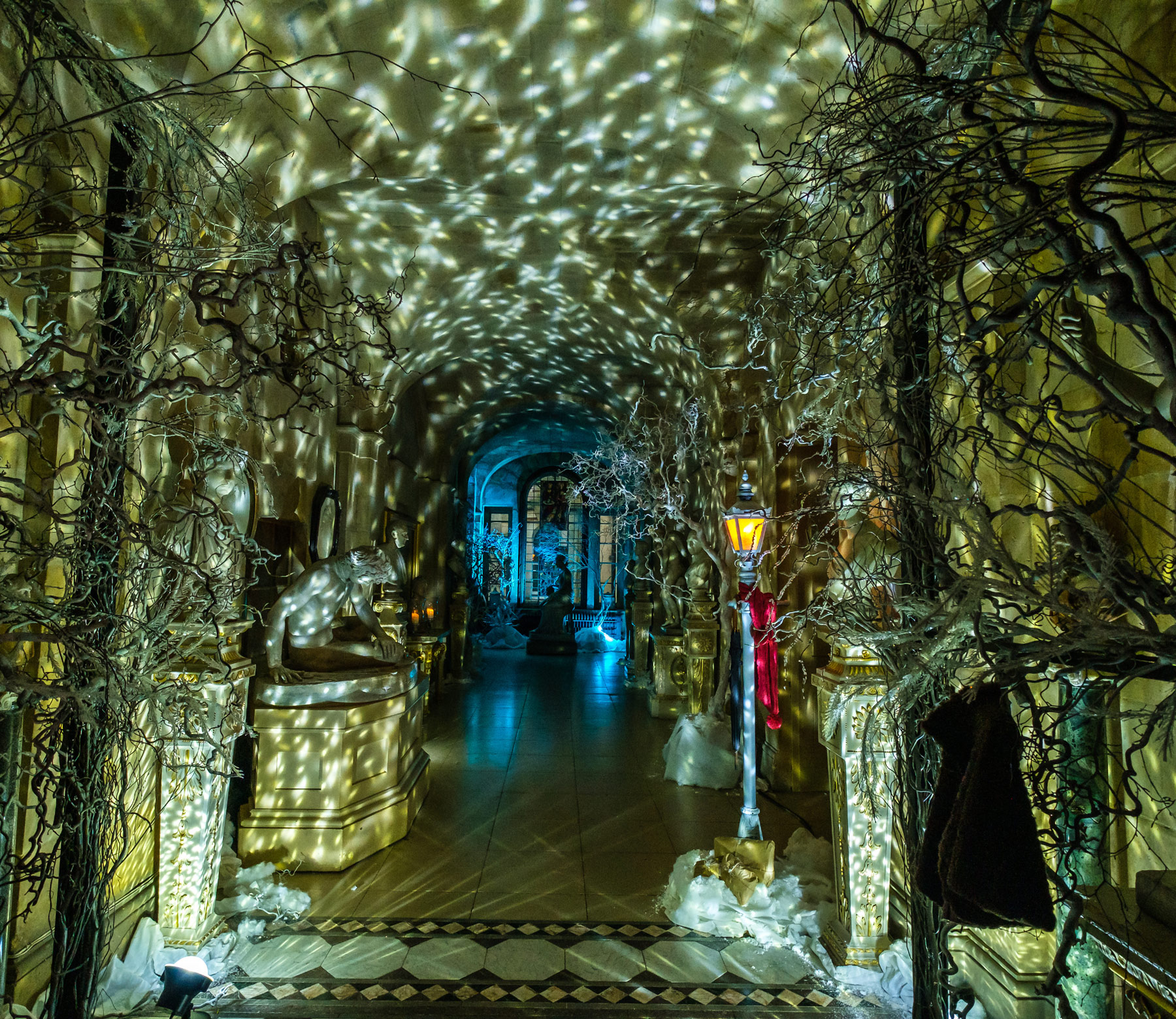 Sculpture corridor. A Christmas Masquerade at Castle Howard